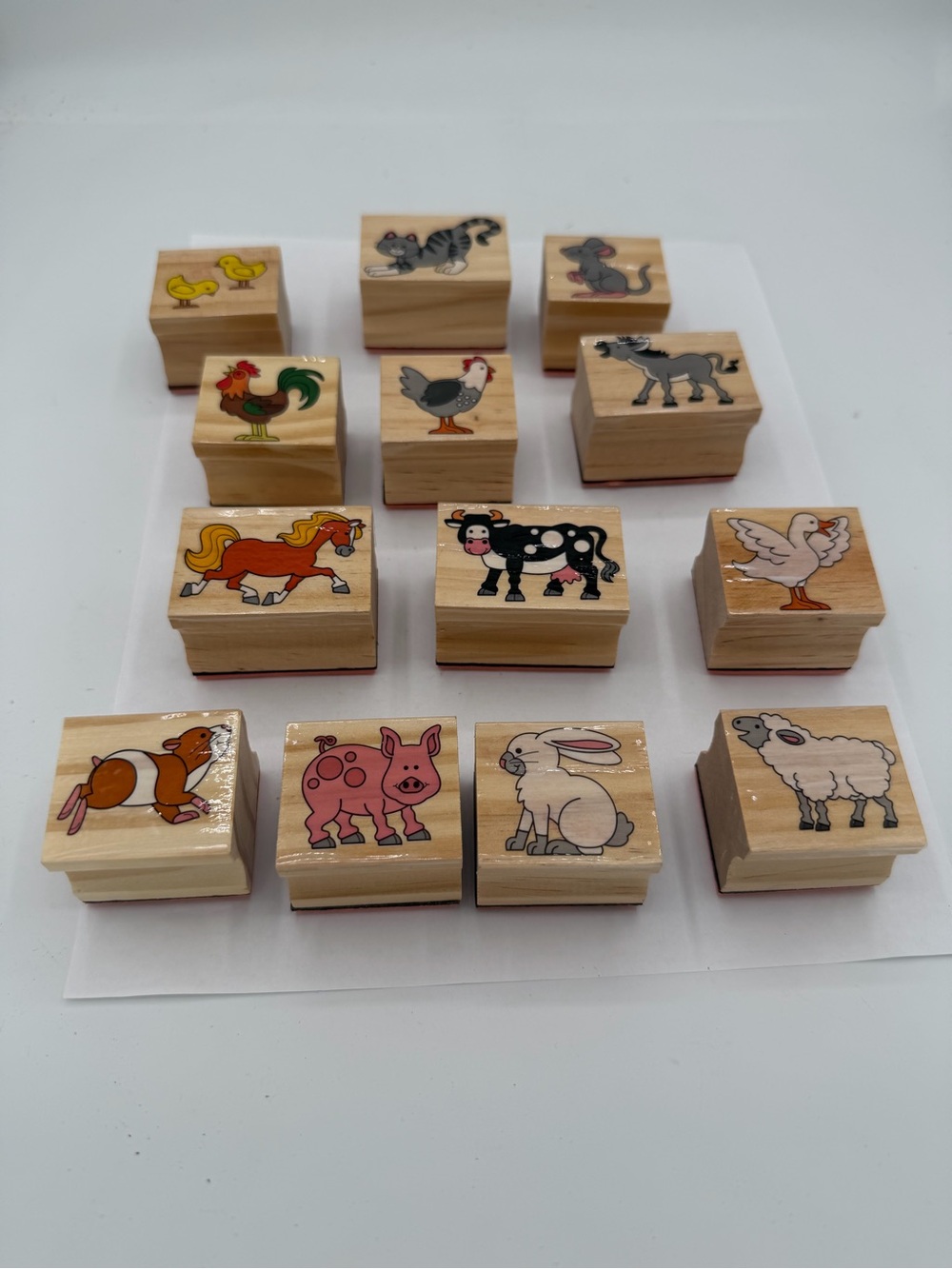 Melissa & Doug Wood Mounted Stamps Farm Animals 13 piece